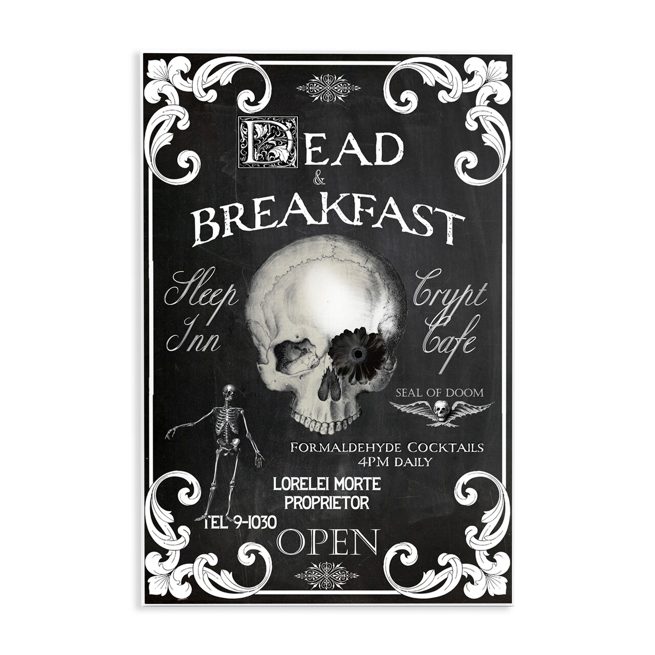Stupell Industries Dead & Breakfast Spooky Skull Wall Plaque Art, design by Sasha
